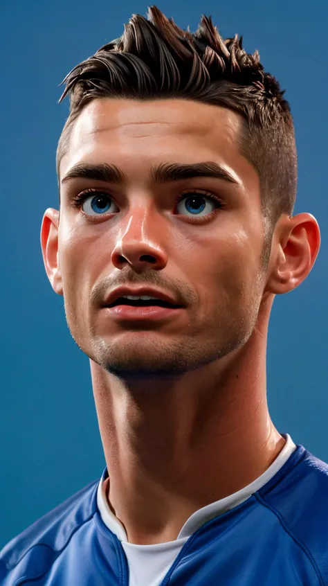disney pixar 3d animation character of soccer player <lora:CR7CR7:0.8>, looking at viewer, blue background, simple background, closed mouth, kkw-ph1, <lora:LORA-XenoDetailer-v2:1>