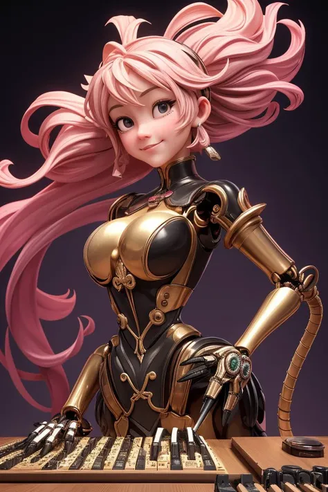 1 kawaii anime girl, nsfw, japanese girl, solo, bright aqua eyes, glasses, eyelids, blush, seductive smile, naughty expression, red lips, cute hair bangs, bob short hairstyle, bright aqua hair, heart shape earings, collar, collarbone, sexy body, slim waist, navel, natural medium breast, cleavage, navel, flat chest, cleavage, detailed erotic dress, pink color knight armor, gold and black color ornament on the dress, erotic pose, looking at viewer, flat green background, upper body