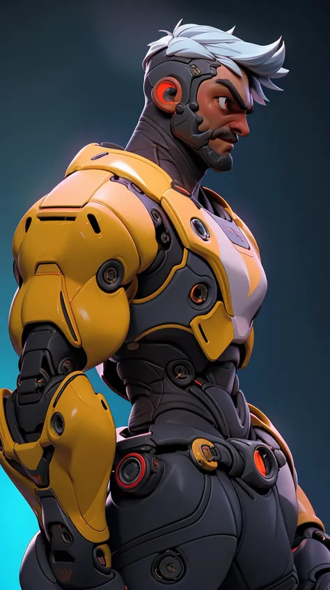 <lora:Overwatch2_Western:0.6> male mecha, cartoon character, armor. man, action pose, kkw-ph1, <lora:3DMM_V12:1>