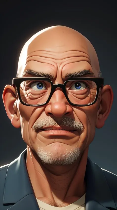 just face  old man bald with glasses