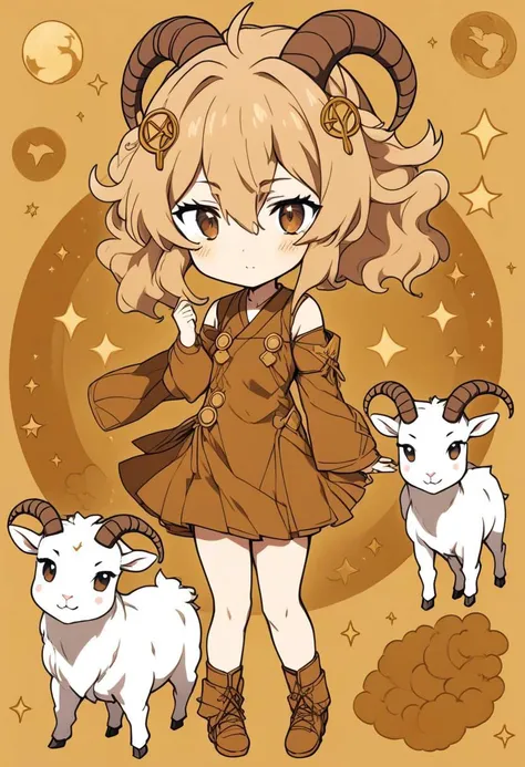 image embodying the essence of the zodiac sign Capricorn in an anime girl interpretation. Envision a character exuding ambition, determination, and a sense of responsibility. Utilize a color palette inspired by earthy tones and incorporate subtle zodiac symbols, such as the goat or elements associated with Capricorn. Craft an anime girl with a poised and focused demeanor, capturing the disciplined and goal-oriented nature of Capricorn. Ensure the image reflects a harmonious blend of anime aesthetics and the unique characteristics of Capricorn, resulting in a visually compelling and symbolic composition.