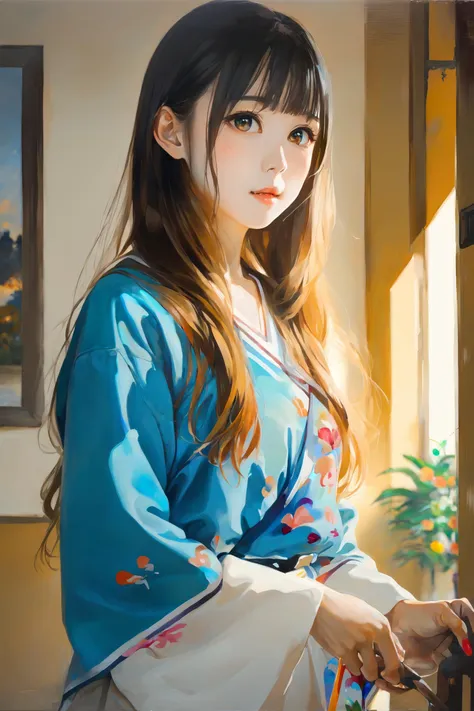 oil painting, vivid colors, beautiful light,
Masterpiece, best quality, 1girl,  <lora:kwFemale_Beta40-SDXL_v1:1>, asian,waifu