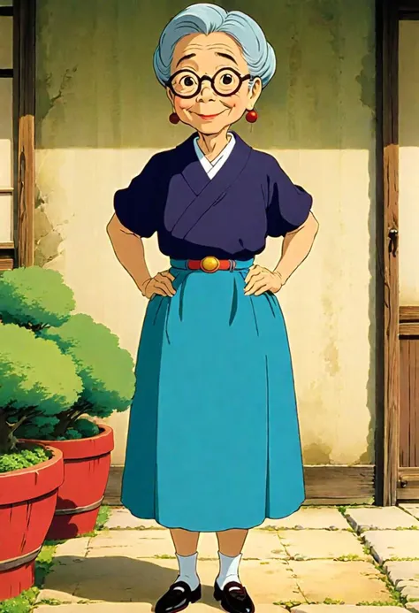 Aunt Dete with same outfit as in the cartoon from Heidi the japanese cartoon. Style design: Hayao Miyazaki