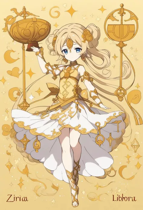 image that encapsulates the essence of the zodiac sign Libra in an anime girl form. Envision a character radiating elegance, harmony, and a sense of justice. Utilize a balanced and soothing colorful palette inspired by the air element, incorporating subtle zodiac symbols such as scales or other representative motifs. Craft an anime girl with a graceful and diplomatic demeanor, embodying the Libran qualities of fairness and sociability. Create a visually appealing composition that seamlessly merges the artistic flair of anime with the unique characteristics of Libra, resulting in a harmonious and visually striking portrayal