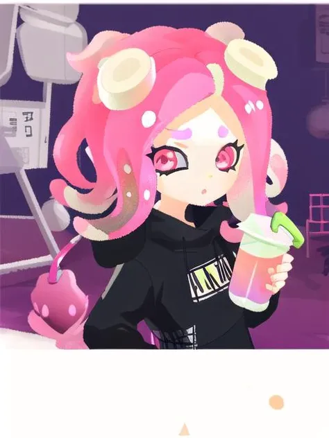 1girl, splatoon, upper body, <lyco:splatoonstylev1-10:1.0>, octoling, drinking soda, gradient hair