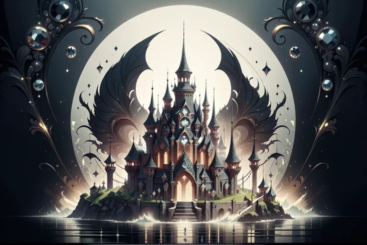 breathtaking vivid colors, extremely detailed, <lora:black-diamond-style-darquelilly-v3:1> blackdiamondstyle <lora:Dreamwave v3:0.5> dreamwave, aesthetic, a massive floating city, masterpiece, award-winning, professional, highly detailed