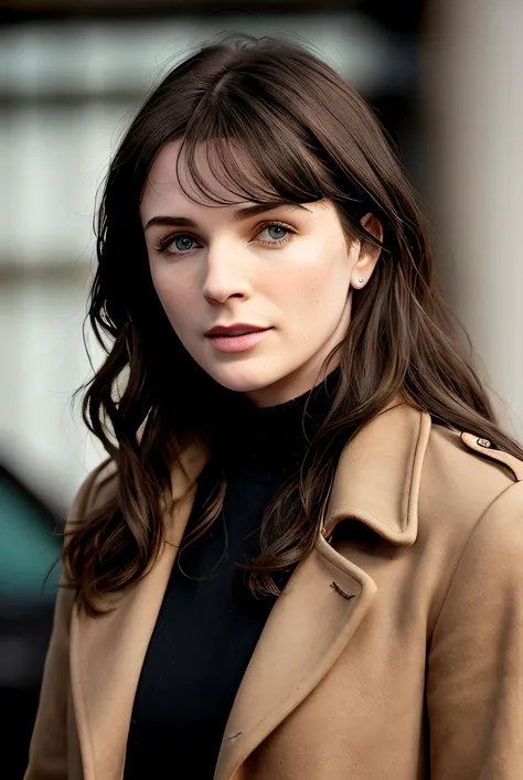 photo of (A12l1ngBea:0.99), a woman, RAW, close portrait photo, long brown coat, long haircut, pale skin, slim body, (high detailed skin:1.2), 8k uhd, dslr, soft lighting, high quality, film grain, Fujifilm XT3 sharp focus, f 5.6