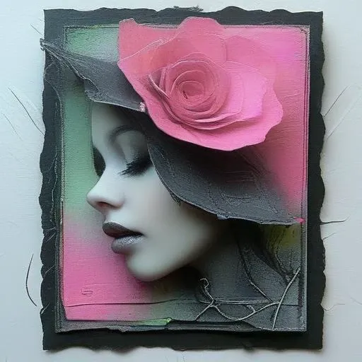 Front of an old card shows white smooth cardstock with silver foil enriched by,.1mm micro liner in black,water soluble graphite,wHite pencil highlight,neon pink and lime highlights,gunmetal silver foil lowlights,hue black and white STYLED BY anne bachelier,
<lora:artfullyparched-v1-000014:1>,