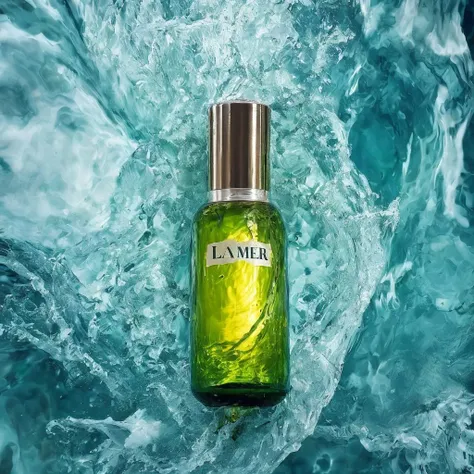<lora:lamer_v1-000003:0.6>,lamer,bottle,from above,no humans,still life,water,waves,splashing,