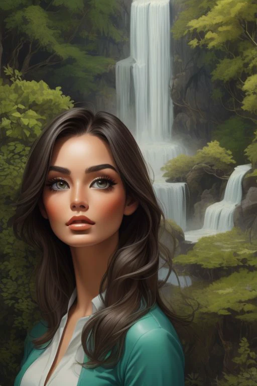 Porcellana style, textures, 'detailed eyes', 'close up', girl, A forest scene with a towering ((waterfall)) in the background
beautiful, detailed, best quality, high resolution, masterpiece, 8k