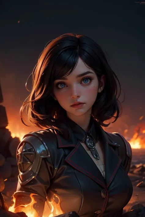 (masterpiece, best quality, hires, high resolution:1.2), extremely detailed, realistic, highres, (Volumetric lighting, sunlight, cinematic lighting),
<lora:GoodHands-beta2:0.8>
1 girl, adult (elven:0.7) woman, jade eyes, dark red beach waves hair, ombre,
(style-swirlmagic:0.8), solo, (full body:0.6), looking at viewer, detailed background, detailed face, (bioshock infinite theme:1.1), glowing eyes, prophet of the apocalypse, serenity amidst the chaos, wearing elaborate robes, cosmic armageddon, acid raining from the sky, twisted reality, earth erupting, volcanic activity, scorched earth in background, maddening chants, apocalyptic atmosphere, fiery magical lighting,