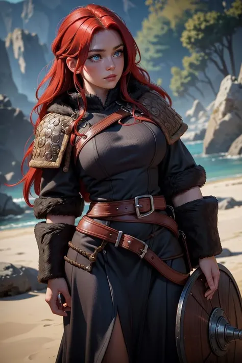 (masterpiece, best quality, hires, high resolution:1.2, 4k, 8k , high quality), extremely detailed, realistic, intricate details, highres, 1girl, solo, (large breasts, thick thighs, wide hips), arched back,(cinematic lighting, sunlight, perfect lighting, backlighting), eye-level shot, extreme close-up-shot, looking at viewer, red hair, blue eyes,
<lora:AncientVikings:0.8> ancient viking, viking helmet