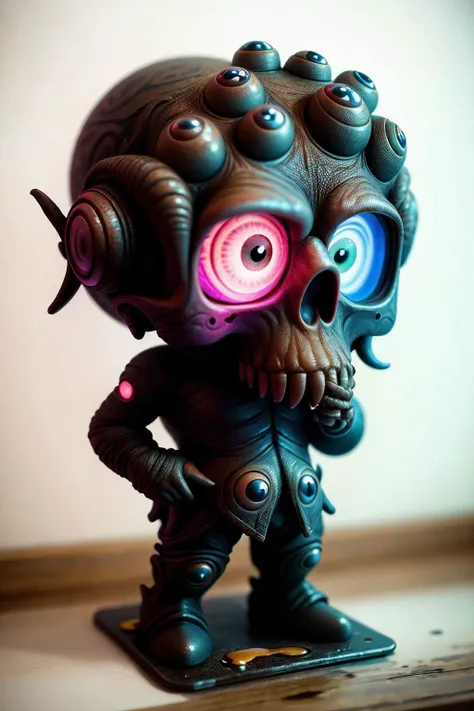 female colors, bright colors, pink, formidable_default, chibi, solo, 1girl, full body, simple background, (epoxy_skull:1.3), (ManyEyedHorrorAI:1) <lora:glowingSkullLora_v10:1> <lora:manyeyedhorrorai_v10:1>, black background