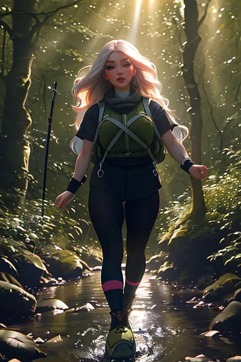 DEN_vixen_virago,
(walking by a river in a rich atmospheric (woodland forest:1.2) wearing (hiking gear:1.3), (god rays:1.3), (atmospheric:1.1), scenic:1.2),
bokeh, f1.4, 40mm, photorealistic, raw, 8k, textured skin, skin pores, intricate details <lora:epi_noiseoffset2:1>, epiCRealism <lora:ClothingAdjuster3:-1>