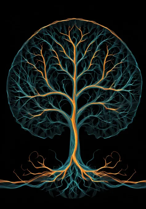 Hyper-quality, Hyper-Detailed, Hyper-minimalist, fractalist, vantablack background, <lora:SilkArt:0.83>, wavy coloured lines, tree made of S1LK4RT, outlined, ethereal