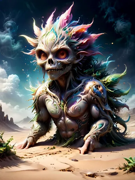 luminescent exoskeleton, Mottled Ghastly Diabolic to Necrosis with Ligaments and Endo parasitism causing Intimidating fuse, Fog amalgamation Cerebellum along Wrist while Withering Swing over Hovering,Pink Fairy Armadillo, Sand Dunes, Algae, Red-eyed Crocodile Skink,breathtaking, hyper realistic, hyper detailed, maximum fidelity, ultra-high detail, ultra-HD, Panavision Millennium DXL2 8k professional, hyperdetailed, quality, cinematic, subsurface scattering, maximal attention to correctness and detail, spectrographic illumination