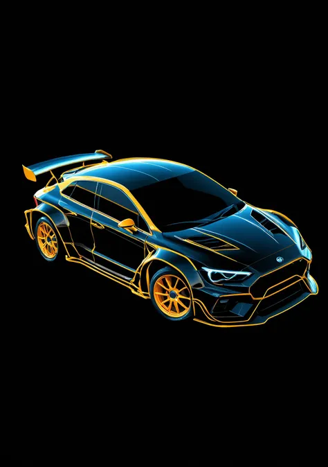 Hyper-quality, Hyper-Detailed, Hyper-minimalist, fractalist, vantablack background, <lora:SilkArt:0.83>, wavy coloured lines, rally Car made of S1LK4RT, outlined, ethereal