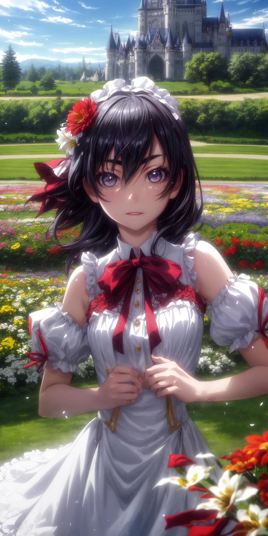 (masterpiece), best quality, (((ultra detailed, 8k quality))), expressive eyes, perfect face, perfect anatomy, perfect body, scene, <lora:scene_:0.7>, <lora:more_details:0.7>, <lora:beautiful_detailed_eyes:0.5>, <lora:GoodHands-beta2:0.7>, <lora:give_it_a_name:0.7>,
ta_dress, <lora:lolishionDress_floral_style3:0.7>, garden, flower field, castle, <lora:kanbaru-suruga-v1:1>,