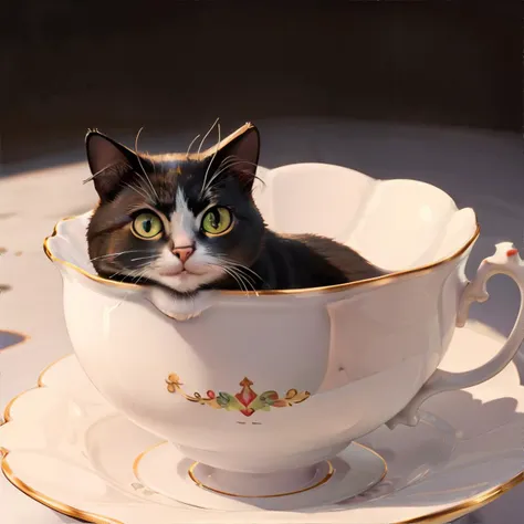 <lora:bg3-cat:0.5>, cat in a teacup, masterpiece, 8k, high resolution, shallow depth of field, sharp focus