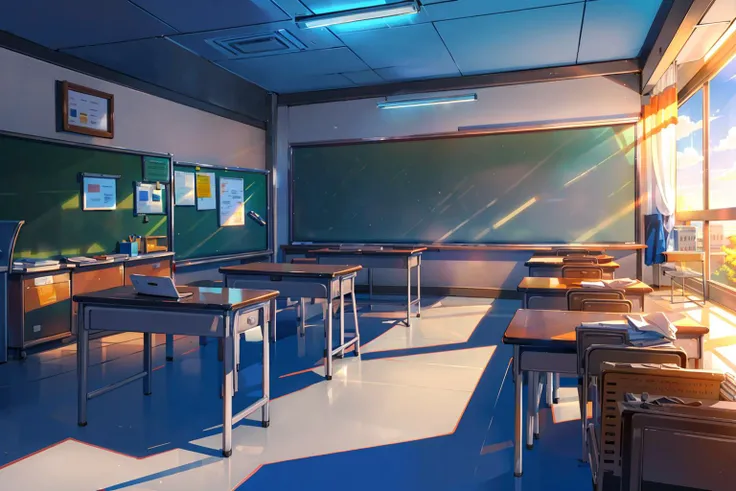(masterpiece:1.2),best quality,blue archive background,
no humans, desk, scenery, book, chalkboard, chair, clock, classroom, school, window, sunlight, sky, indoors, school desk, bulletin board, gun, cloud, book stack, day, shade, shelf, shadow, table, paper
<lora:blue archive background-000018:0.8>,