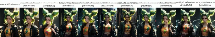 (masterpiece, best quality:1.2), intricate details, <lyco:GoodHands-beta2:1>, <lora:lol_zeri-000014:1>, zeri \(league of legends\), 1girl, twintails, bangs, jacket, green hair, crop top