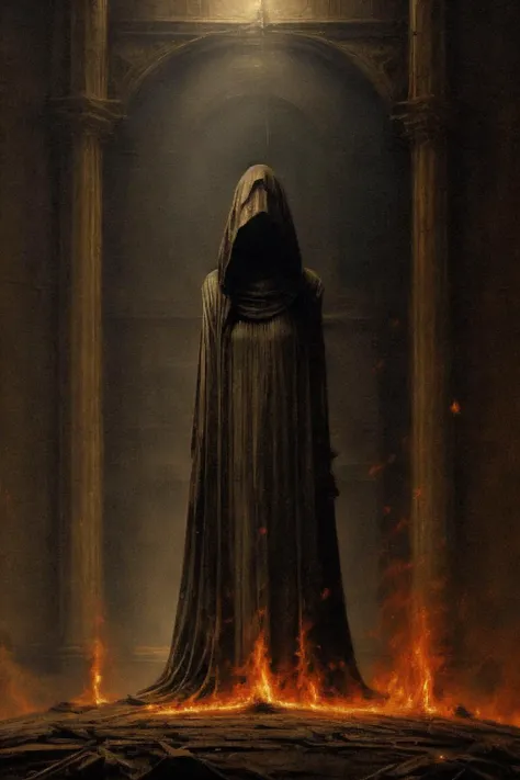 (masterpiece, best quality) , darkened 1girl,solo,hood,fire,cloak,robe,hooded cloak<lora:darkened:0.8>  <lora:add_detail:0.7>   <lora:epi_noiseoffset2:0.8>