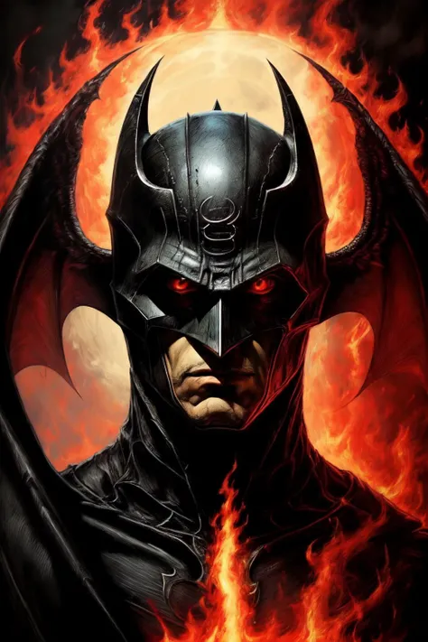 (masterpiece, best quality) , darkened, (portrait:1.3), batman standing, dark side, darkness, fire wings, <lora:darkened:0.8> <lora:add_detail:0.7> <lora:epi_noiseoffset2:0.8>