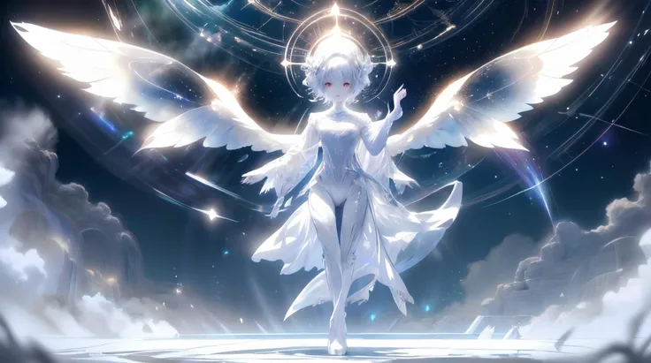 (masterpiece, best quality, fullscreen), [(full body:1.0)::0.3] portrait (photo of a ghostly [magical being:soul being:0.2]:1.5), aether energy leak, , (pure white glowing eyes:1.4), (ethereal Twinkling ghostly Skin texture:1.3), (humanoid body with humanoid head:1.3), <lora:EFFECT transparentslime:0.3> transparent body, <lora:EFFECT ç»ªå¿-æµå glowwave:0.2> glowwave, <lora:MONSTER FallenAngels:0.4> (FallenAngels, Wings:1.2), (solid light white ink clouds Convection around:1.2), (Celestial beings engaging in activities that bring them joy, such as singing, dancing, or creating art background:1.4), (Aurora Borealis lighting:1.2), <lora:EFFECT WorldofMist:0.6> worldofmist, , (pure white global tone:1.3), , , (look at the viewer:1), <lora:SLIDER muscle_slider_v1:-0.5>, <lora:LIGHT kkw-HDR-v1.0a:0.3> kkw-HDR, <lora:LIGHT ALL IN ONE LORA HD v1:0.4>, <lora:QUALITY add_detail:0.5>, <lora:QUALITY kkw-better-v1.0a:0.5>, <lora:QUALITY PotatEnhancer_V1_6:0.2>, <lora:BACKGROUND booscapes_v2:0.2>, (Full body Shot, Shallow Focus Shot, Low Angle Shot:[1.2:0.5:0.1]), heavily detailed, eerie, haunting, fantasy, , (sharp focus), <lora:EFFECT Magic card fakemtg_label:1> fakemtg, (no humans), remely detailed, 4k UHD, trending on artstation