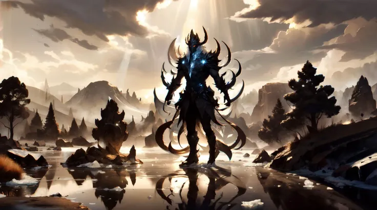 (masterpiece, best quality, fullscreen), [(full body:1.4)::0.3] portrait (photo of a giant [magical being:creature:0.2] made of cold:1.4), <lora:EYES darkness_v100:0.4> (at night, darkness, no light), (transparent holo ice Self-illuminating skin texture:1.3), (Fierce:1.2), (long ice Straight Horns:1.1), (Crab body shape:1.1), (Rabbit head:0.8), (Massive Claws:0.9), <lora:CLOTHES EFFECT ShivaGown:0.1> (edgShiva:1.1), <lora:MONSTER kUglyCreaturesV2:0.6> (U61yCre4ture:1), (Sepia Soft Natural Light reflecting all around:1.5), (Enthusiastic and Proud atmosphere:1.1), <lora:EFFECT Tyndall effect_Light v1.1:0.3>, <lora:BACKGROUND auroraICE-000012:0.1> (aurora:0.9), , <lora:BUILDING German_architecture_last:0.6>, (look at the viewer:1.2), , <lora:LIGHT kkw-HDR-v1.0a:0.2> kkw-HDR, <lora:EFFECT Unleashed_V1.5_prunned:0.2>, <lora:QUALITY add_detail:0.1>, <lora:QUALITY kkw-better-v1.0a:0.4>, <lora:QUALITY image enhancer high_v1:0.4>, <lora:QUALITY BG2_dpep4+silicon29dim64:0.5>, (Full body Shot, Shallow Focus Shot, Low Angle Shot:[1.2:0.5:0.1]), heavily detailed, haunting, fantasy, (asymmetric composition:1.5), (sharp focus), , (no humans), (VIEW_Style-DA), xtremely detailed!!!, intricate, overeclined, dark shadows, green and greasy, 16K, Vibrant colors, Smooth gradients, High contrast, depth of field, aperture f2.8, bokeh, pleasing colors, photorealistic, HDR