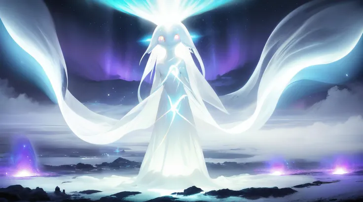 (masterpiece, best quality, fullscreen), [(full body:1.2)::0.1] portrait (photo of a ghostly energy [magical being:wild spirit:0.2]:1.5), aether energy leak, , (pure white glowing eyes:1.4), (ethereal Flashing ghostly Skin texture:1.4), (humanoid body with Equine head:1.4), (embedding:ghst-3000:0.8), <lora:EFFECT ç»ªå¿-å·¨åå¤§å¤©ä½¿V2 angel:0.1> Angel, <lora:EFFECT ral-smoldragons-sd15:0.1> ral-smoldragons, (solid light white ink clouds Circulation around:1.4), (An eternal sunset, casting a warm and serene glow over the heavenly realm background:1.1), (Aurora Borealis lighting:1.2), <lora:EFFECT Gloomifier_V2_TheGlow:2.2>, (pure white global tone:1.5), , , (look at the viewer:1.3), ,<lora:LIGHT kkw-HDR-v1.0a:0.5> kkw-HDR, <lora:QUALITY kkw-better-v1.0a:0.5>, <lora:QUALITY add_detail:0.2>, (Full body Shot, Shallow Focus Shot, Low Angle Shot:[1.2:0.5:0.1]), heavily detailed, fantasy, stygical, gloomy, (asymmetric composition:1.4), (sharp focus), <lora:EFFECT Magic card fakemtg_label:1> fakemtg, (no humans), tricate, elegant, highly detailed, 4k, trending on artstation, sharp focus