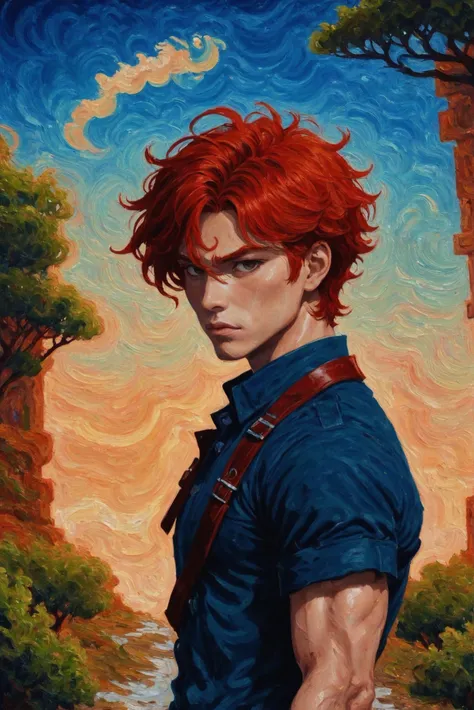 <lora:EnvyStarlightSwirlOilPainting01:1.25:hr=2>oil painting, ominous urban fantasy, anime style, (full body:1.2), 1boy, man, handsome, solo, [:formal costume design,:0.2] detective, (ragged bone pauldrons:1), korean, vivid indianred hair, (muscular:1) build, infinite fantasy megastructure beyond the end of the universe