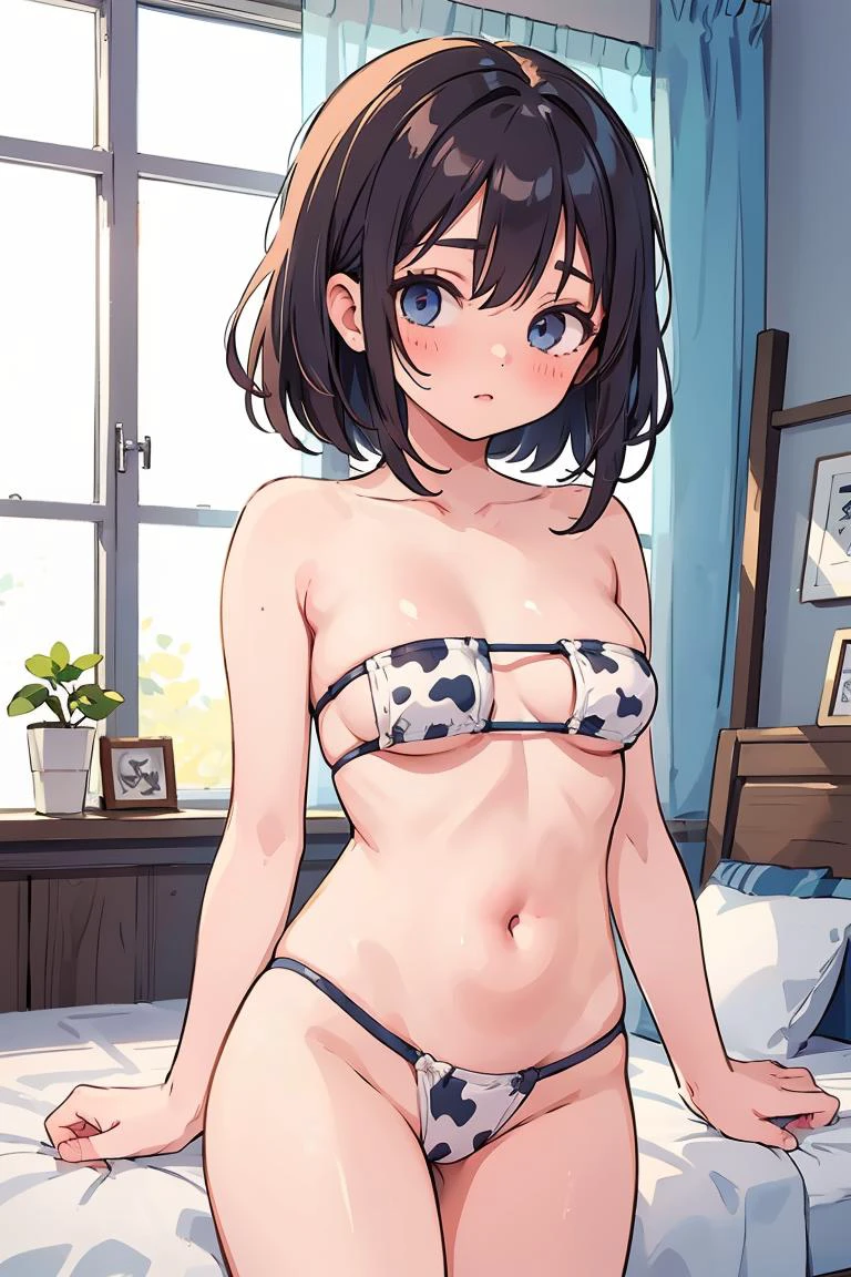 (masterpiece, best quality), 1girl, <lora:LeotardV1:1> cow print, eyepatch bikini