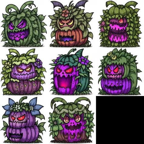 game icon institute,game icon,one flower halloween monster <lora:shouhuiguaiwu:0.75>
