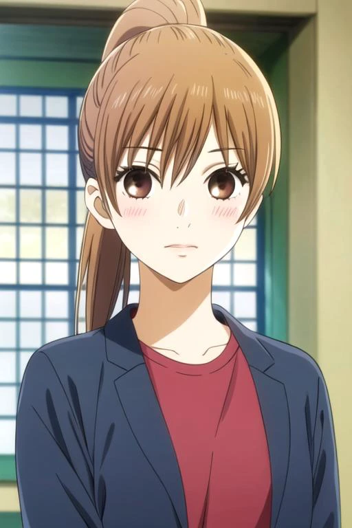 masterpiece, best quality, game cg, 1girl, solo, looking at viewer, upper body, , <lora:chihaya_ayase:0.70>, chihaya_ayase, brown hair, brown eyes, ponytail