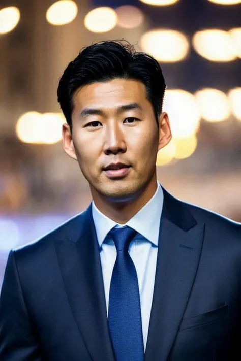 <lora:hmsonLORA:1.2>, sonheungmin. raw photo, (collar shirt), (black suit ), tie, looking over London at night, cinematic blue lighting, 8K, RAW, HD, stunning masterpiece, closeup, portrait, detailed face, detailed eyes,
