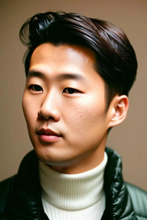 sonheungmin. analog style, modelshoot style, head and shoulders portrait, A stunning intricate full color portrait of sonheungmin,wearing a black turtleneck, epic character composition, by ilya kuvshinov, alessio albi, nina masic, sharp focus, natural lighting, subsurface scattering, f2, 35mm, film grain, <lora:hmsonLORA:1.2>