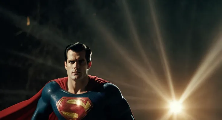 cinematic film still of Cinematic Film stock footage in (arri alexa style) Kodak film print, <lora:Superman:1> Superman with beams of intensified heat coming out from both eyes, shallow depth of field, vignette, highly detailed, high budget, bokeh, cinemascope, moody, epic, gorgeous, film grain, grainy
