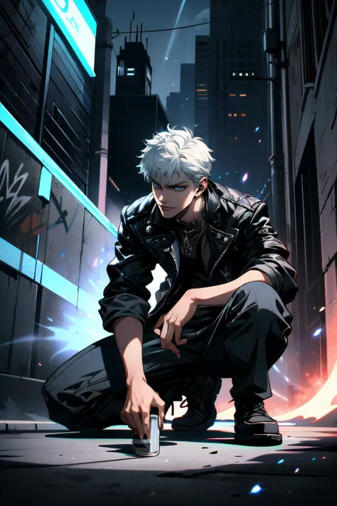 ((ultra detailed, masterpiece, absurdres))
<lora:DMC5Nero:0.9>
DMC5Nero, 1boy, solo, short hair, white hair, blue eyes, Street dancer in hip-hop attire, dynamic mid-move pose, urban graffiti background, energetic lighting