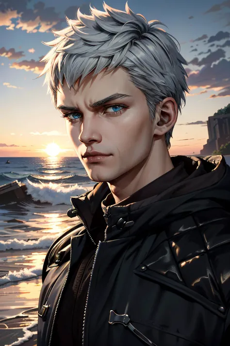 ((ultra detailed, masterpiece, absurdres))
<lora:DMC5Nero:0.9>
DMC5Nero, 1boy, solo, short hair, white hair, blue eyes, Retro 80s synthwave outfit, neon city lights, sitting on a sports car, retro-futuristic coolness