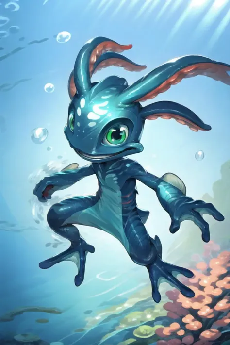 fizz_lol,(webbed feet:1.1),( tentacle_hair:1.1),gills,short tail,(amphibian:0.3),
solo, underwater, 
 full body, jumping, 
water, 
<lora:Fizzv4:0.8>,
<lora:more_details:0.4>,
highly detailed, (hi res), ((masterpiece)), ((best quality)) , 4k, (high detail:1.3),