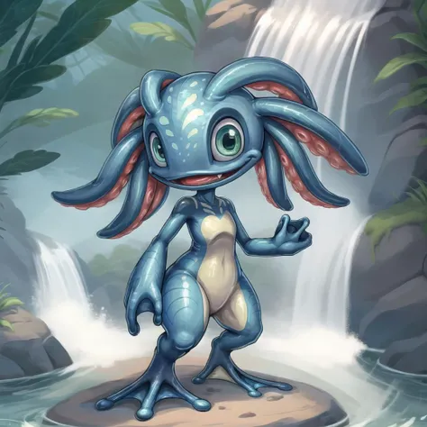 ((masterpiece, best quality)),
(amphibian:0.5), fizz_lol, (huge webbed feet:1.2),( tentacle_hair:1.1), sole,shiny skin, oil skin,nude,(thick thighs:1.15), (chubby:0.5), (plump:0.5),cute,aged down,fangs,toes,standing ,small_head
, flat feet, waterfall, rain,
<lora:Fizzv5:0.65>, <lora:more_details:0.3>,