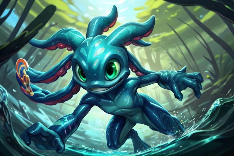 (((masterpiece, best quality))), digital painting, fizz_lol, under water, (tentacle hair:0.8), <lora:m99_bellybuttonremover_1:0.5> <lora:Fizz_lol:0.7>