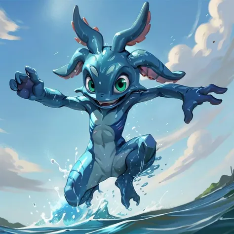 (((masterpiece, best quality))), white background, Fizz \(League of Legends\), water splash, jumping, full body, smile, illustration, <lora:Fizz:0.65>   <lora:NijiExpressV2:0.5> <lora:m99_bellybuttonremover_1:0.5>