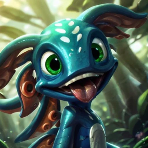 (((masterpiece, best quality))) (digital art), stunningly beautiful, highly detailed, BREAK fizz_lol, solo, face, ((close-up)), tongue out, tentacle_hair, BREAK wet, looking back, magical fairy forest, light beams, bokeh <lora:FizzLora-000015:0.75>