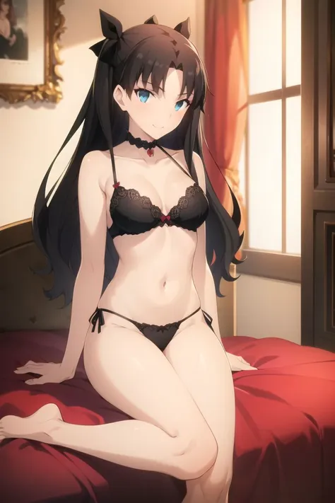 dark blue hair,,long hair,purple eyes,pointy ears,elf,tall,((red bikini)),bondage,tied up,bound,tied wrist,tied legs,,arms behinf back,(((blindfold))),blush,wet,sweat,rope,collar,leash,on the bed,eager pet pose
