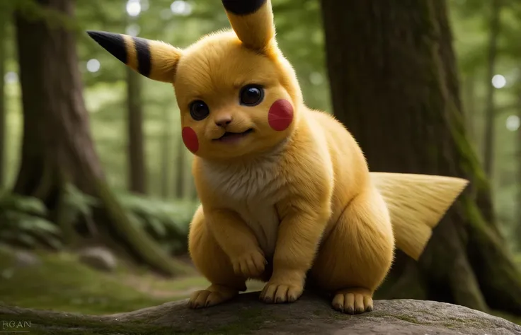 highly detailed professional photograph, action shot, dynamic master shot view, viridian forest setting, vivid lighting, (solo:1.3), looking at viewer, BREAK of ([real:-1.5]) life feral pikachu, anatomically correct BREAK full-length portrait, symmetrical, detailed fur texture, (bokeh), (shot on canoneos90d:1.05), (hdr:1.2), (4k:1.1), (200 megapixel:1.1), (80mm:1.1), (wide color gamut:1.2), (hi res:1.2), (absurd res:1.2), (High-quality photography:1.2), by worlds best photographer