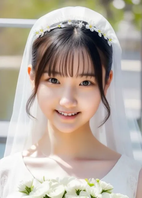 masterpiece,best quality,higher <lora:schooluniform:0.8> 1girl, solo, realistic, looking at viewer,flower wedding
