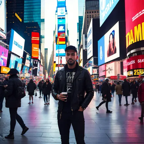 portrait of person in Times Square New York, Cinematic, Photoshoot, insanely detailed and intricate, hyper maximalist, elegant, super detailed, dynamic pose, photography, volumetric, ultra-detailed, intricate details, 8K, super detailed, ambient