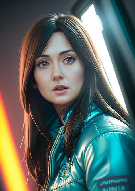an (award winning:1.2) (realistic) (photo:1.2) of (JessChobot) with beautiful hair and beautiful eyes, wearing an oversized jacket, sitting in front of a large mirror, feeling optimistic for what tomorrow will bring. (masterpiece), detailed facial features, by ilya kuvshinov, cg society contest winner, digital art, retrofuturism, retrowave, synthwave, moody lighting, highly detailed, (shot by Canon DSLR), 35mm lens, high resolution, very detailed, 8K, soft bokeh. iridescent accents vibrant, teal and gold and red colour scheme