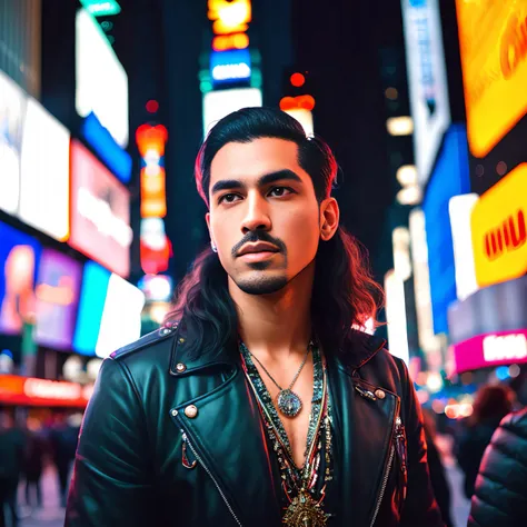 portrait of person in Times Square New York, Cinematic, Photoshoot, insanely detailed and intricate, hyper maximalist, elegant, super detailed, dynamic pose, photography, volumetric, ultra-detailed, intricate details, 8K, super detailed, ambient